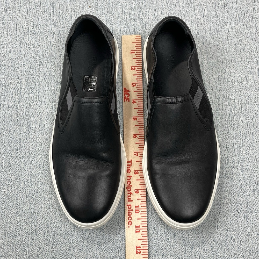 Gucci 407364 Leather Slip on Black Sneakers Men's US‎ 6.5 EU 40 - Picture 2 of 8
